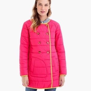 J. Crew Reversible Puffer Jacket Barn Coat Fuchsia